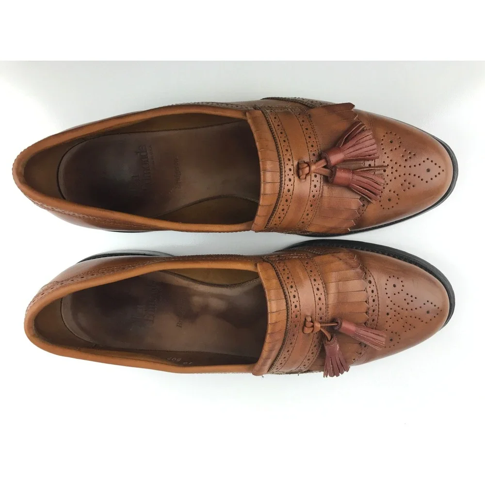 Allen Edmonds Bridgeton Loafers Mens Brown Leather‎ Tassel Kiltie Shoes 10 B